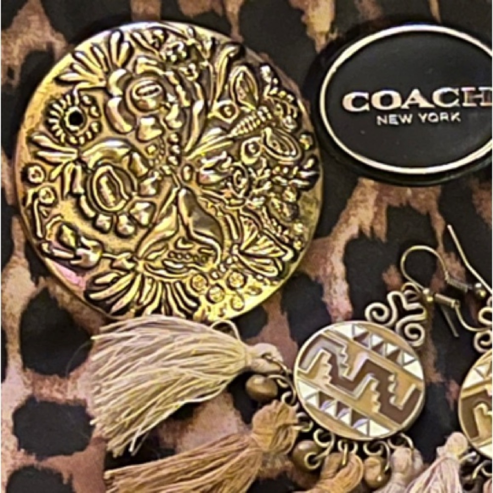 Coach Gold and Tan Brooch Set - Picture 2 of 6